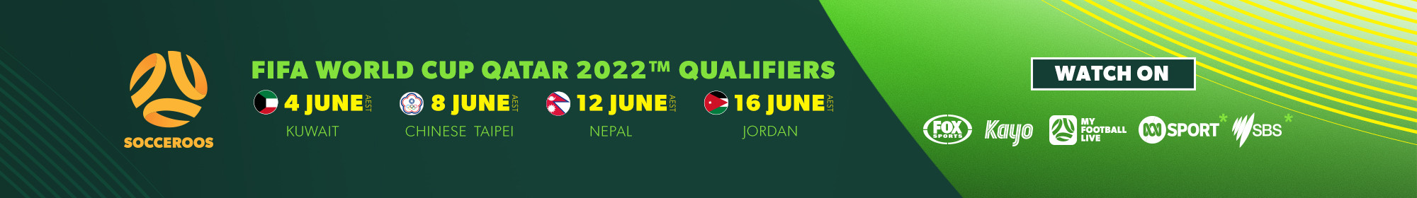 Socceroos June Games Thin Banner Socceroos June Games Thin Banner