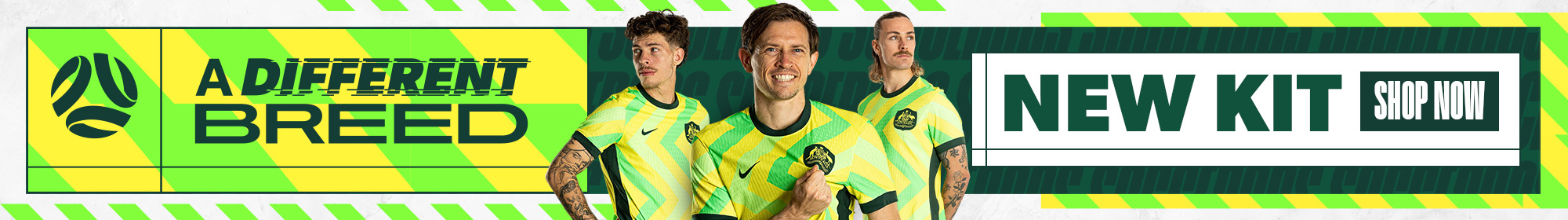 Socceroos New kit Shop now thin banner