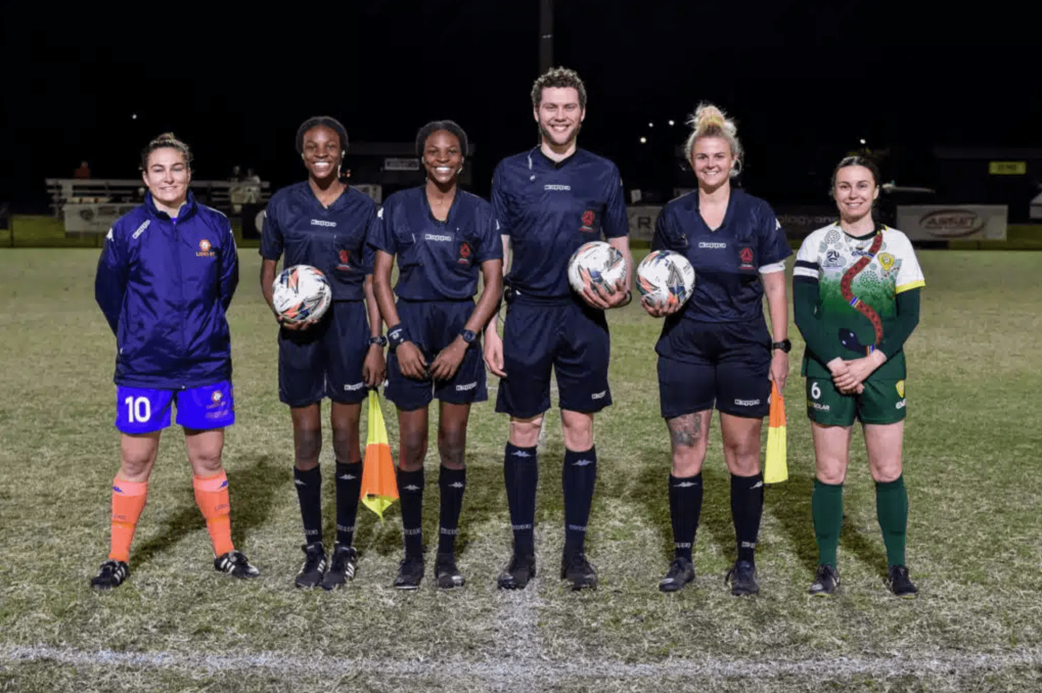 The Malau-Aduli sisters (second and third left) - Matthew McKean/Mitchelton FC