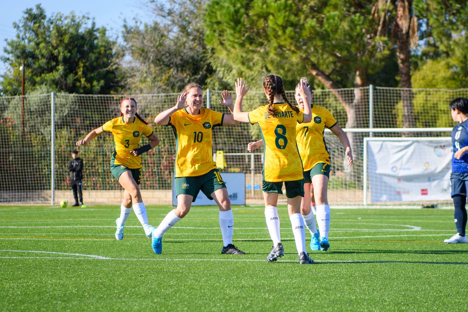 The CommBank ParaMatildas celebrate their opening goal