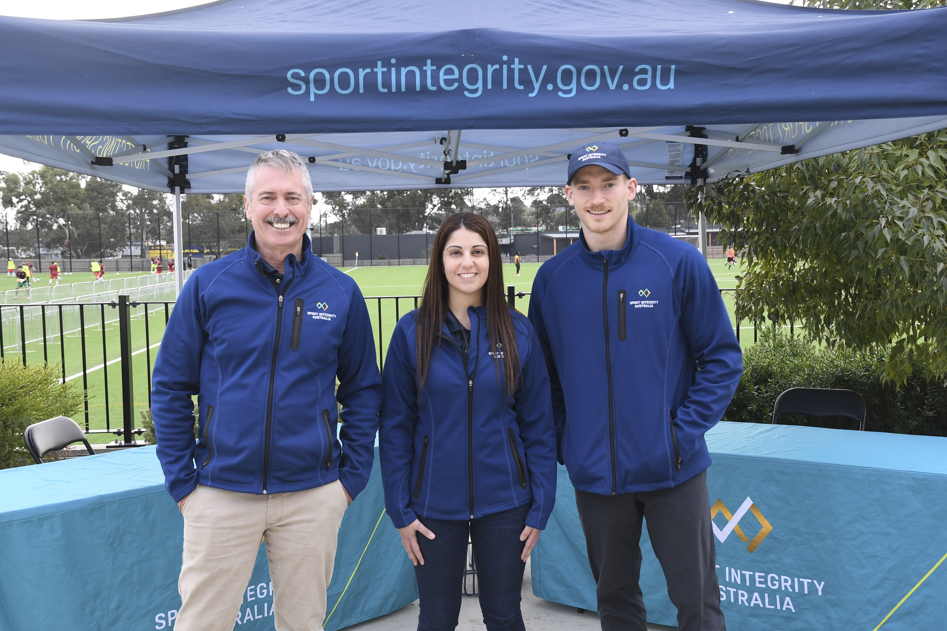 The Sport Integrity Australia team sharing important lesson to the futural athletes at the CommBank Emerging Championships  