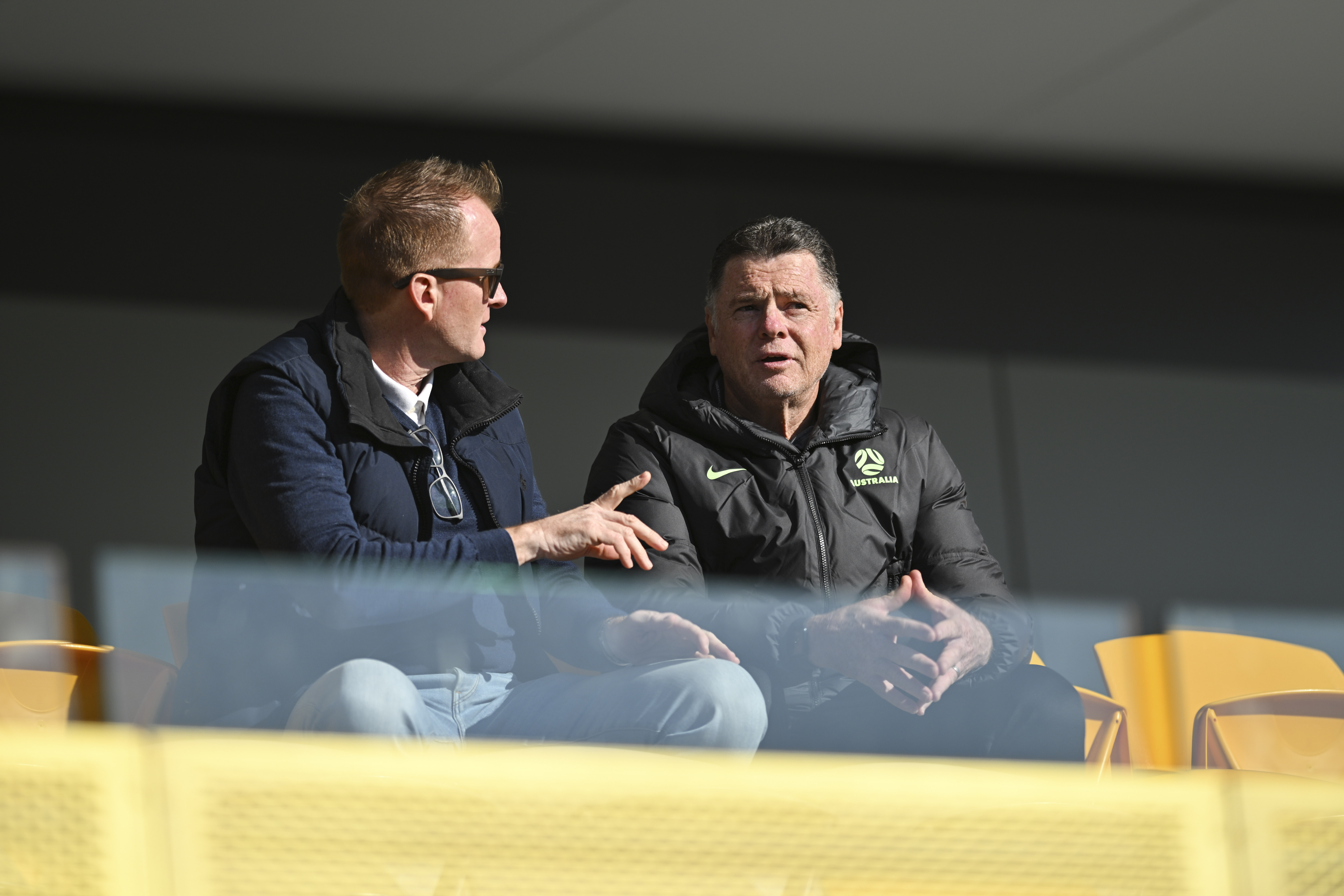 Carl Veart and Hayden Fox discuss the action at the CommBank Emerging Socceroos Championships