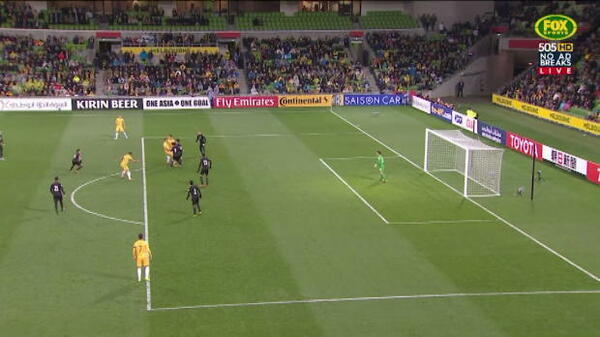 Cahill hits the woodwork