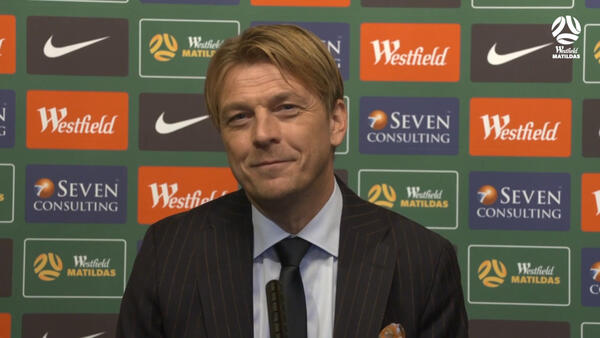 Tony Gustavsson's first press conference as Westfield Matildas coach
