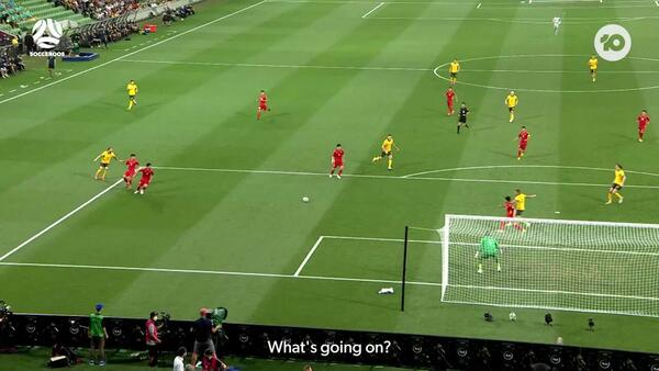 Graham Arnold reacts to Socceroos v Vietnam