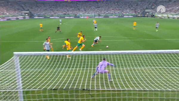 SAVE: Mathew Ryan getting down quickly