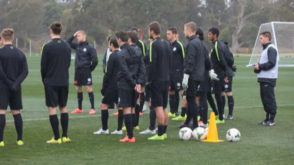 AFL stars watch City train