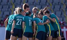 Team huddle before the Australia v Denmark friendly
